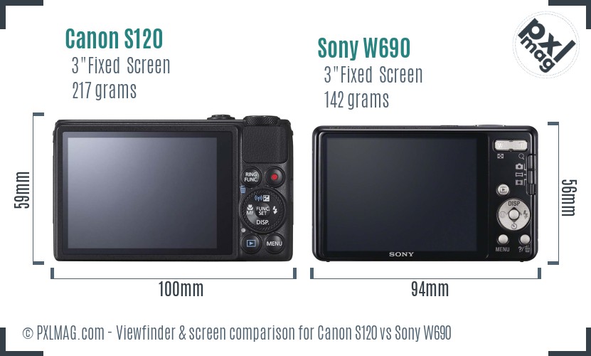 Canon S120 vs Sony W690 Screen and Viewfinder comparison
