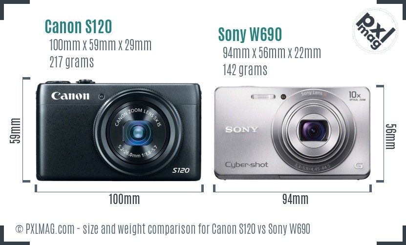 Canon S120 vs Sony W690 size comparison Canon S120 vs Sony W690 size comparison