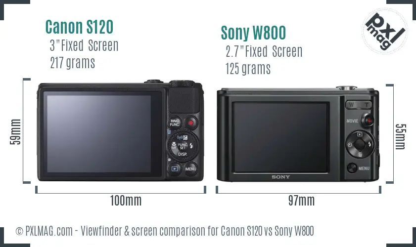 Canon S120 vs Sony W800 Screen and Viewfinder comparison