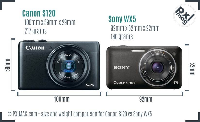 Canon S120 vs Sony WX5 size comparison Canon S120 vs Sony WX5 size comparison