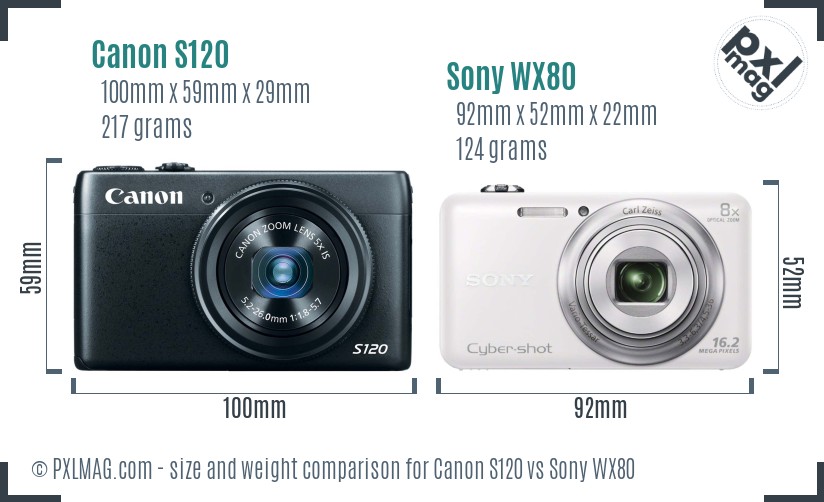 Canon S120 vs Sony WX80 size comparison Canon S120 vs Sony WX80 size comparison