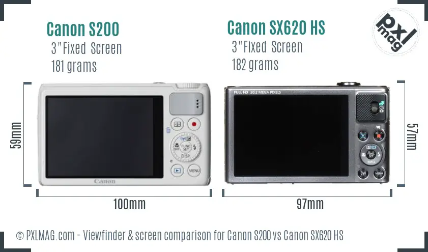 Canon S200 vs Canon SX620 HS Screen and Viewfinder comparison Canon S200 vs Canon SX620 HS Screen and Viewfinder comparison