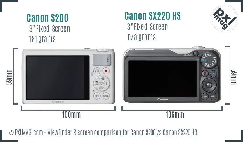 Canon S200 vs Canon SX220 HS Screen and Viewfinder comparison Canon S200 vs Canon SX220 HS Screen and Viewfinder comparison