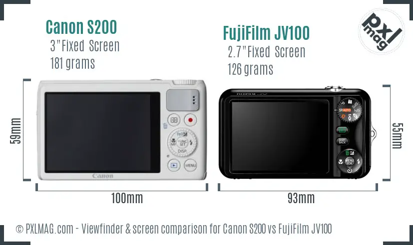 Canon S200 vs FujiFilm JV100 Screen and Viewfinder comparison Canon S200 vs FujiFilm JV100 Screen and Viewfinder comparison