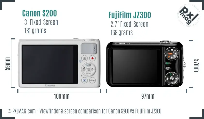 Canon S200 vs FujiFilm JZ300 Screen and Viewfinder comparison Canon S200 vs FujiFilm JZ300 Screen and Viewfinder comparison