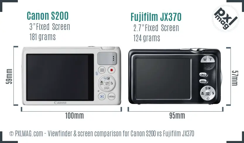 Canon S200 vs Fujifilm JX370 Screen and Viewfinder comparison