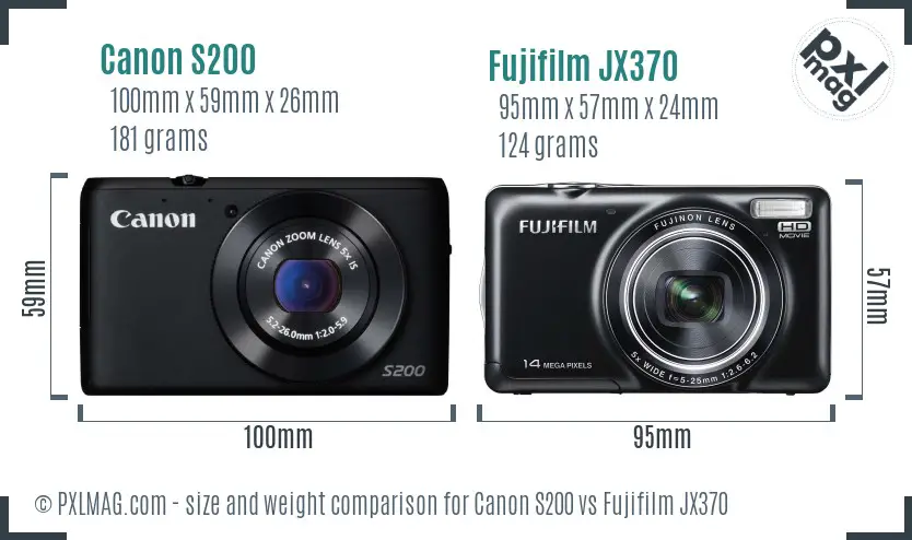 Canon S200 vs Fujifilm JX370 size comparison