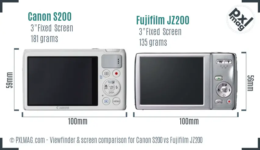 Canon S200 vs Fujifilm JZ200 Screen and Viewfinder comparison Canon S200 vs Fujifilm JZ200 Screen and Viewfinder comparison