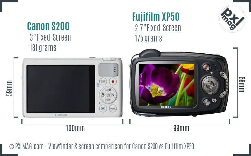 Canon S200 vs Fujifilm XP50 Screen and Viewfinder comparison Canon S200 vs Fujifilm XP50 Screen and Viewfinder comparison