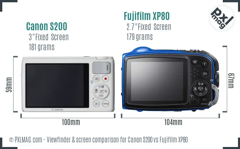 Canon S200 vs Fujifilm XP80 Screen and Viewfinder comparison Canon S200 vs Fujifilm XP80 Screen and Viewfinder comparison