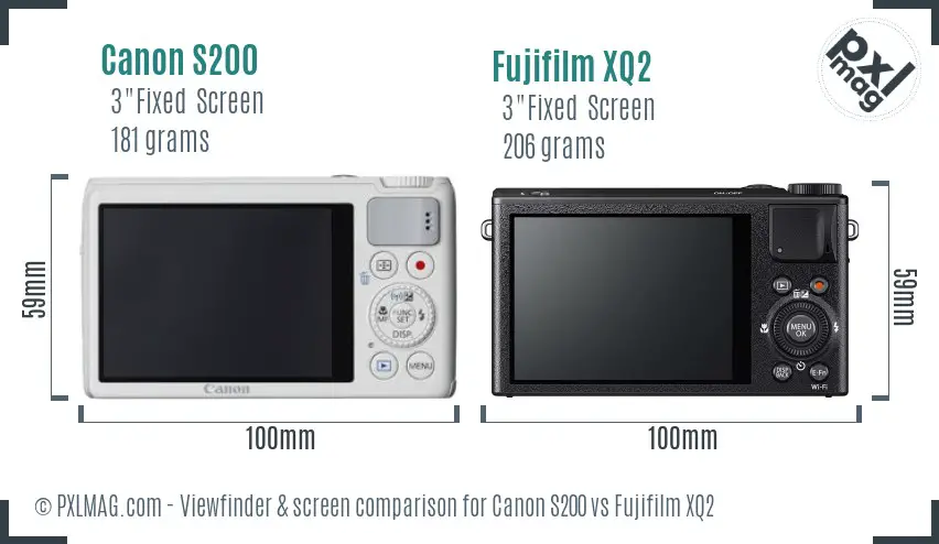 Canon S200 vs Fujifilm XQ2 Screen and Viewfinder comparison Canon S200 vs Fujifilm XQ2 Screen and Viewfinder comparison
