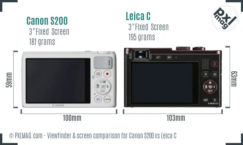 Canon S200 vs Leica C Screen and Viewfinder comparison