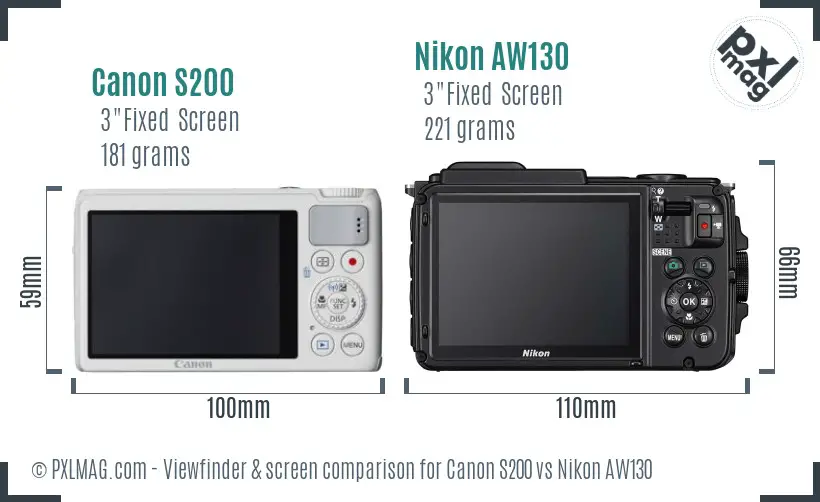 Canon S200 vs Nikon AW130 Screen and Viewfinder comparison Canon S200 vs Nikon AW130 Screen and Viewfinder comparison