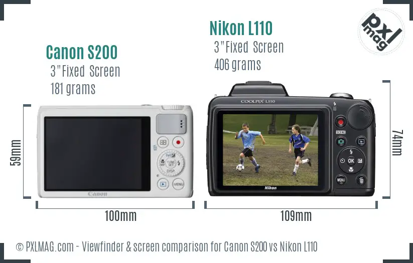 Canon S200 vs Nikon L110 Screen and Viewfinder comparison Canon S200 vs Nikon L110 Screen and Viewfinder comparison