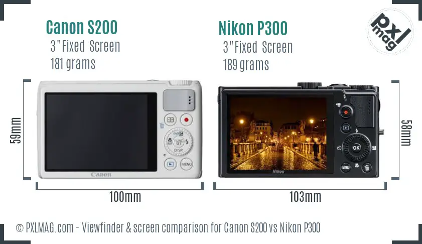 Canon S200 vs Nikon P300 Screen and Viewfinder comparison Canon S200 vs Nikon P300 Screen and Viewfinder comparison