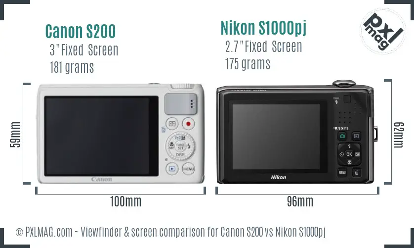 Canon S200 vs Nikon S1000pj Screen and Viewfinder comparison Canon S200 vs Nikon S1000pj Screen and Viewfinder comparison