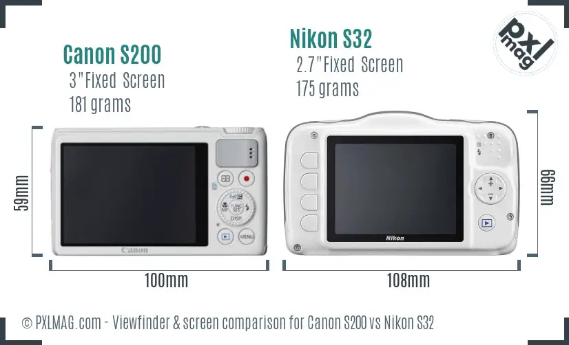 Canon S200 vs Nikon S32 Screen and Viewfinder comparison Canon S200 vs Nikon S32 Screen and Viewfinder comparison