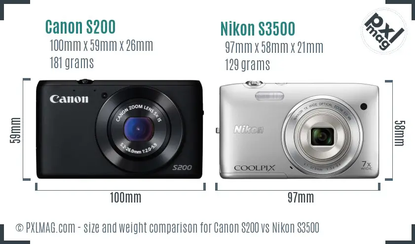 Canon S200 vs Nikon S3500 size comparison Canon S200 vs Nikon S3500 size comparison