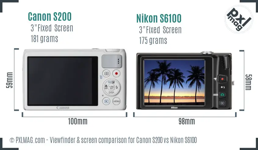 Canon S200 vs Nikon S6100 Screen and Viewfinder comparison Canon S200 vs Nikon S6100 Screen and Viewfinder comparison