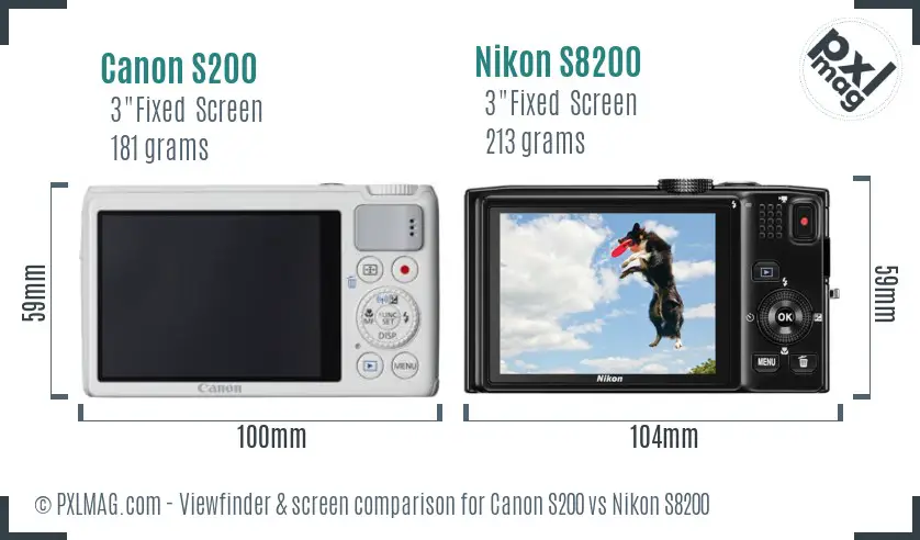 Canon S200 vs Nikon S8200 Screen and Viewfinder comparison Canon S200 vs Nikon S8200 Screen and Viewfinder comparison