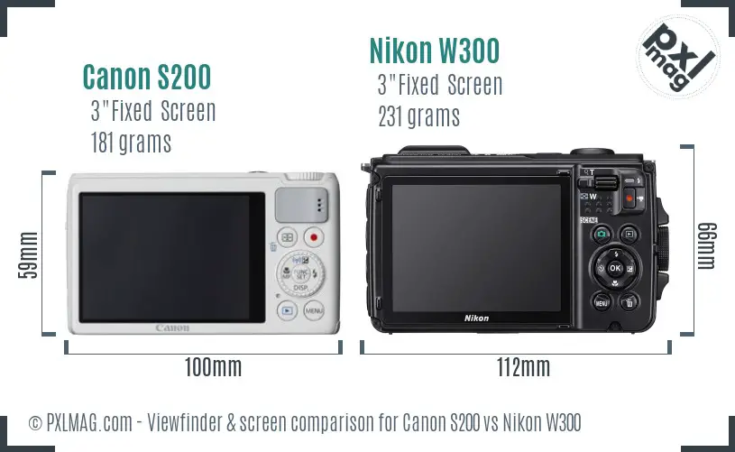 Canon S200 vs Nikon W300 Screen and Viewfinder comparison Canon S200 vs Nikon W300 Screen and Viewfinder comparison