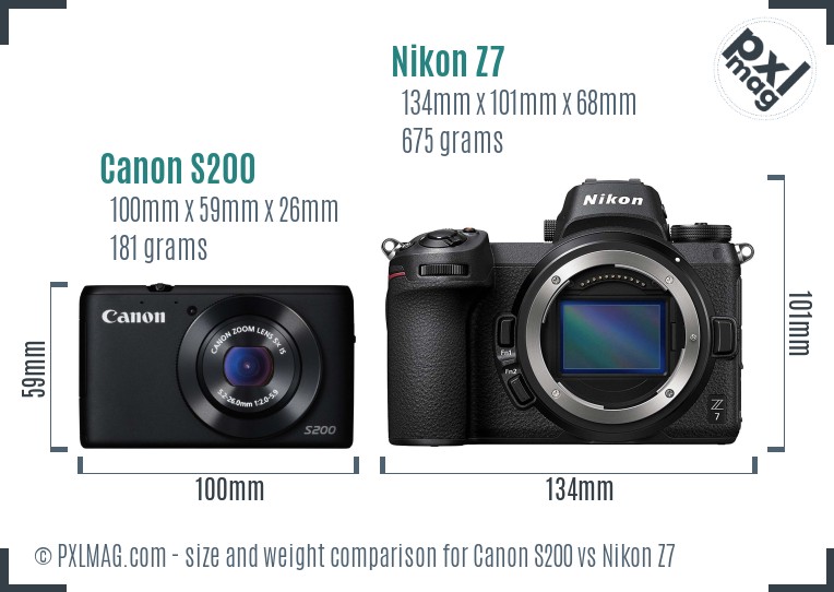Canon S200 vs Nikon Z7 size comparison Canon S200 vs Nikon Z7 size comparison