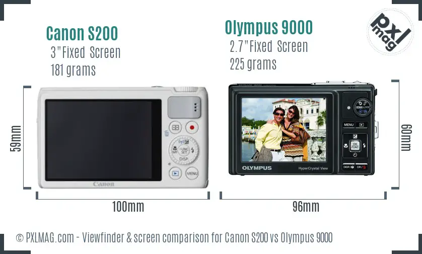 Canon S200 vs Olympus 9000 Screen and Viewfinder comparison Canon S200 vs Olympus 9000 Screen and Viewfinder comparison