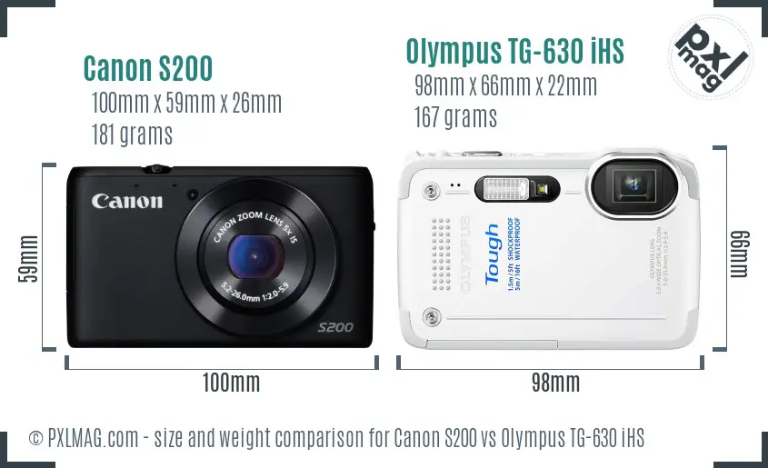 Canon S200 vs Olympus TG-630 iHS size comparison
