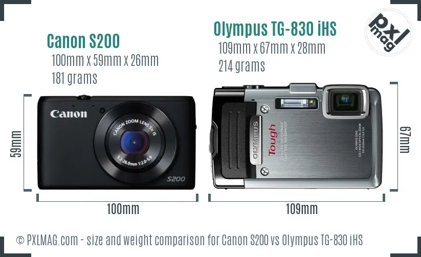 Canon S200 vs Olympus TG-830 iHS size comparison
