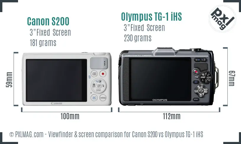 Canon S200 vs Olympus TG-1 iHS Screen and Viewfinder comparison