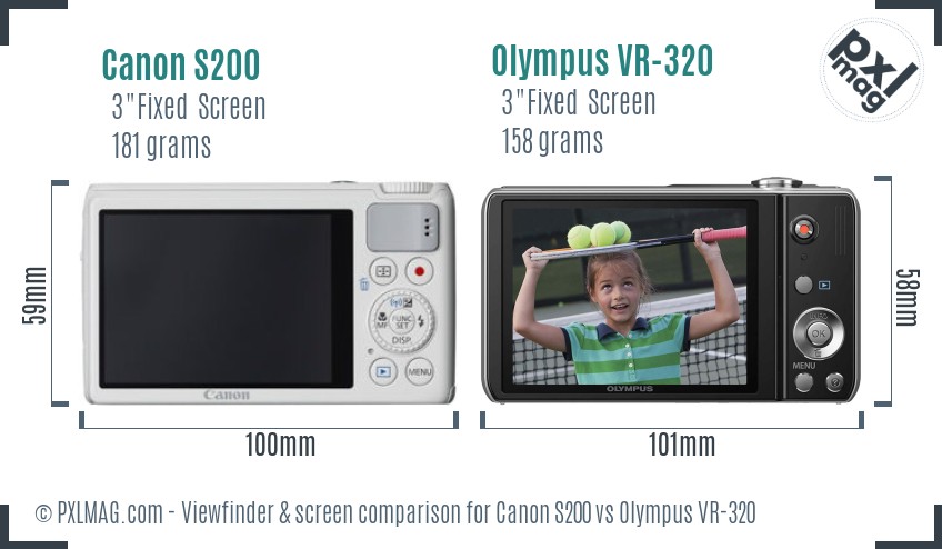 Canon S200 vs Olympus VR-320 Screen and Viewfinder comparison