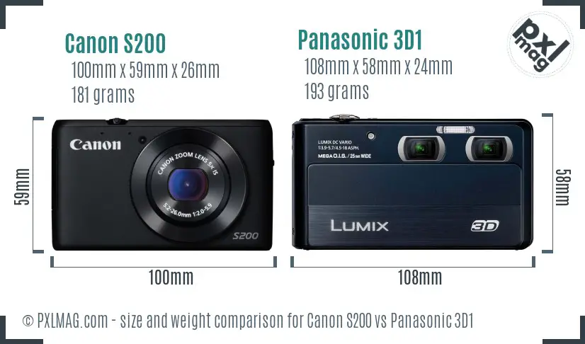 Canon S200 vs Panasonic 3D1 size comparison Canon S200 vs Panasonic 3D1 size comparison
