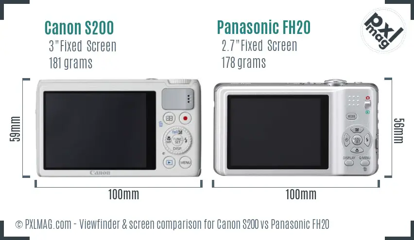 Canon S200 vs Panasonic FH20 Screen and Viewfinder comparison Canon S200 vs Panasonic FH20 Screen and Viewfinder comparison