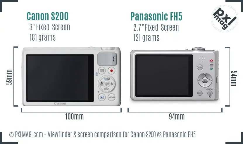 Canon S200 vs Panasonic FH5 Screen and Viewfinder comparison Canon S200 vs Panasonic FH5 Screen and Viewfinder comparison