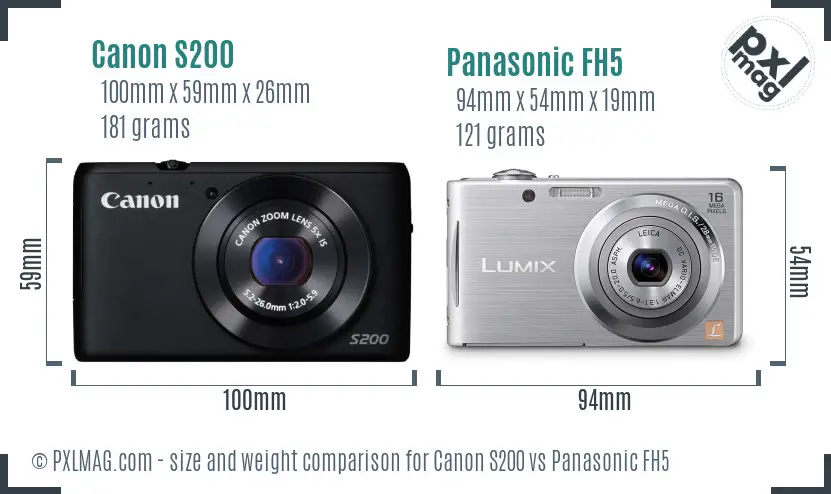 Canon S200 vs Panasonic FH5 size comparison Canon S200 vs Panasonic FH5 size comparison