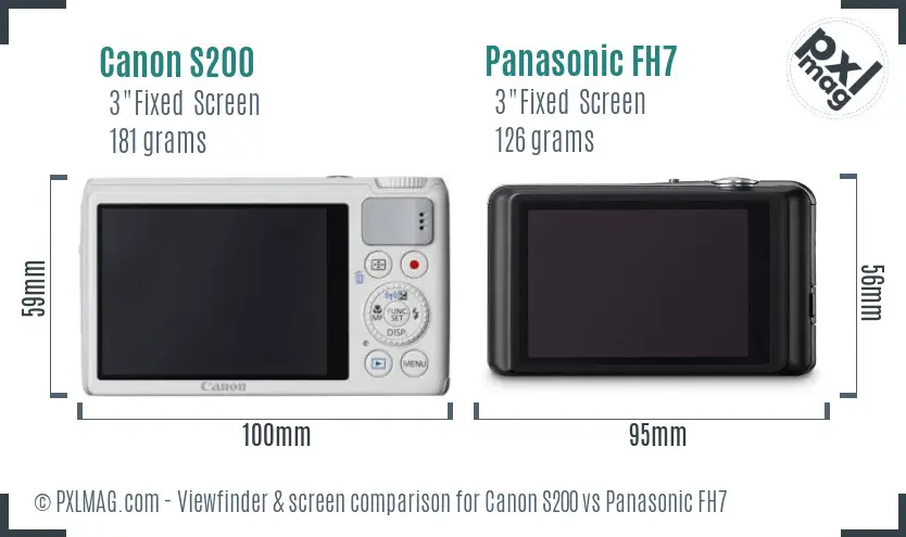 Canon S200 vs Panasonic FH7 Screen and Viewfinder comparison