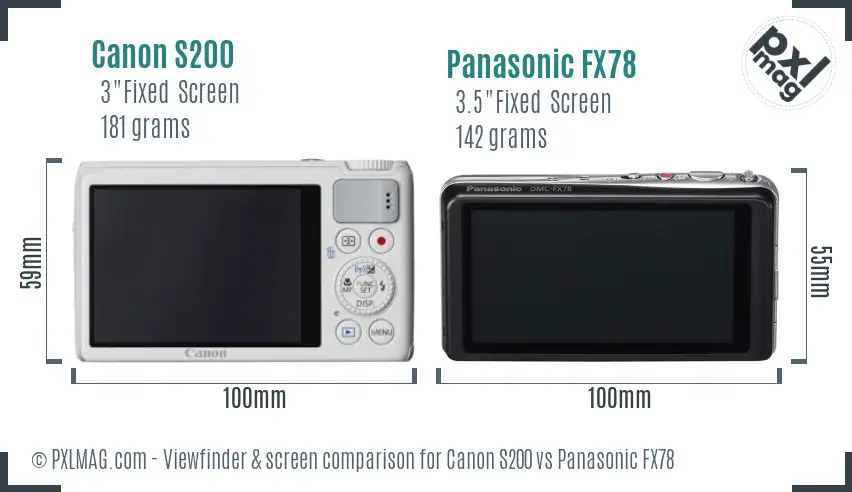 Canon S200 vs Panasonic FX78 Screen and Viewfinder comparison Canon S200 vs Panasonic FX78 Screen and Viewfinder comparison