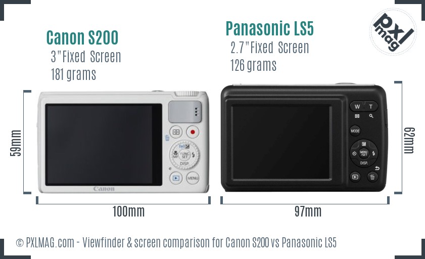 Canon S200 vs Panasonic LS5 Screen and Viewfinder comparison