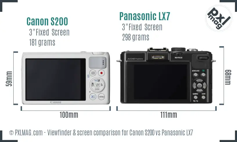 Canon S200 vs Panasonic LX7 Screen and Viewfinder comparison Canon S200 vs Panasonic LX7 Screen and Viewfinder comparison