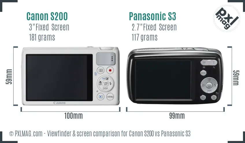 Canon S200 vs Panasonic S3 Screen and Viewfinder comparison