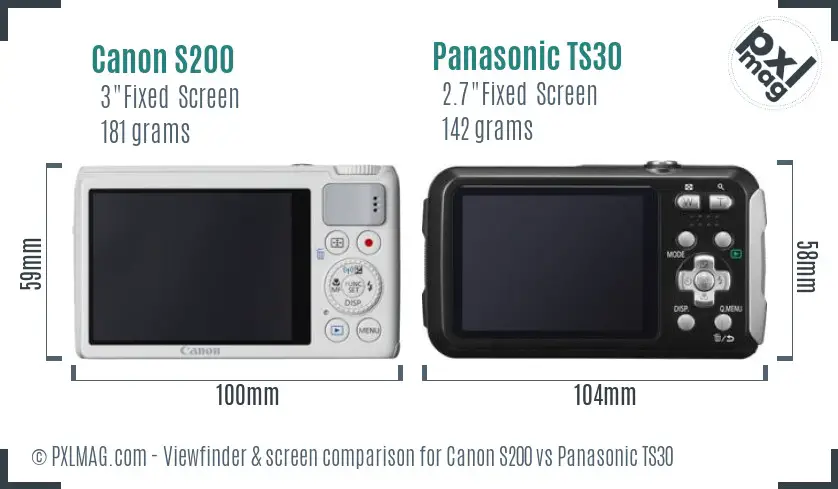 Canon S200 vs Panasonic TS30 Screen and Viewfinder comparison Canon S200 vs Panasonic TS30 Screen and Viewfinder comparison