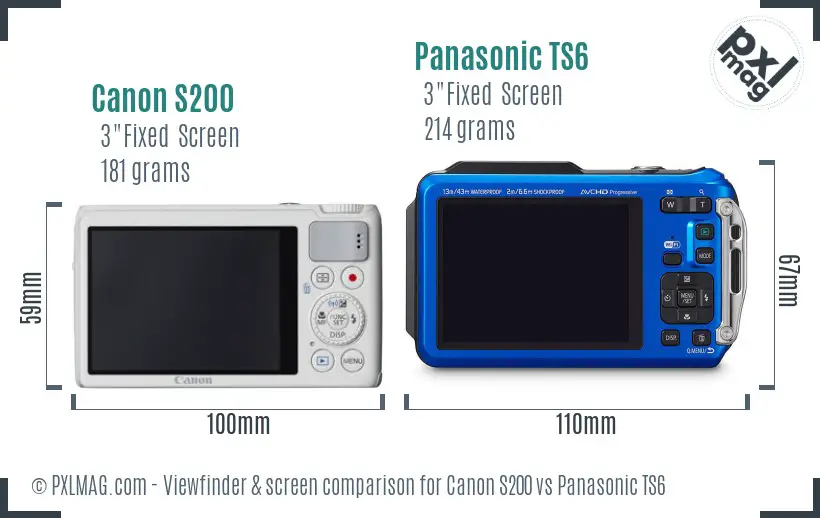 Canon S200 vs Panasonic TS6 Screen and Viewfinder comparison Canon S200 vs Panasonic TS6 Screen and Viewfinder comparison