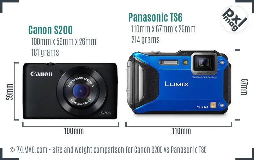 Canon S200 vs Panasonic TS6 size comparison Canon S200 vs Panasonic TS6 size comparison