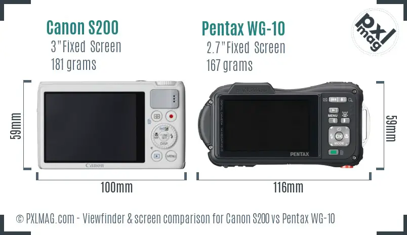 Canon S200 vs Pentax WG-10 Screen and Viewfinder comparison Canon S200 vs Pentax WG-10 Screen and Viewfinder comparison