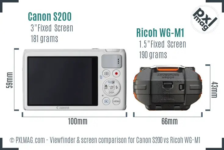 Canon S200 vs Ricoh WG-M1 Screen and Viewfinder comparison Canon S200 vs Ricoh WG-M1 Screen and Viewfinder comparison