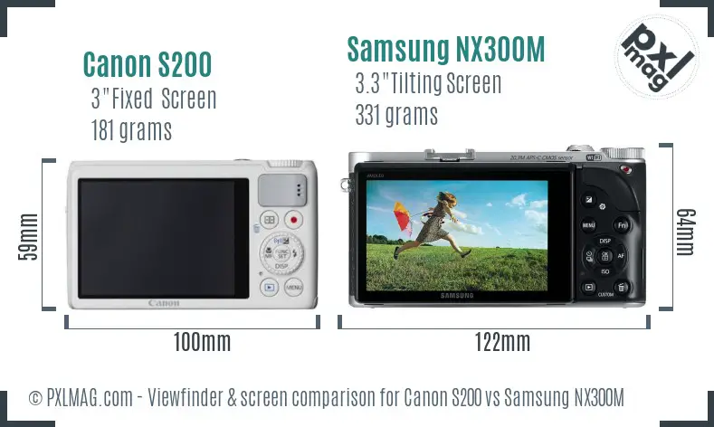 Canon S200 vs Samsung NX300M Screen and Viewfinder comparison Canon S200 vs Samsung NX300M Screen and Viewfinder comparison