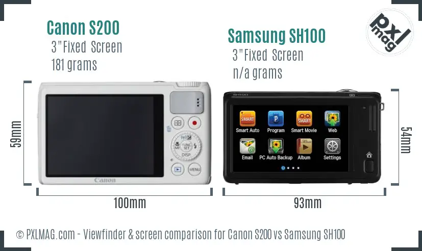 Canon S200 vs Samsung SH100 Screen and Viewfinder comparison Canon S200 vs Samsung SH100 Screen and Viewfinder comparison