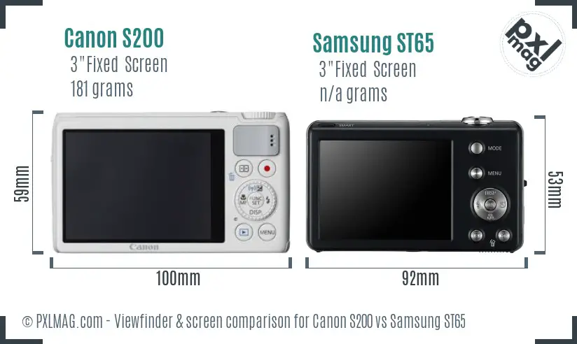 Canon S200 vs Samsung ST65 Screen and Viewfinder comparison Canon S200 vs Samsung ST65 Screen and Viewfinder comparison