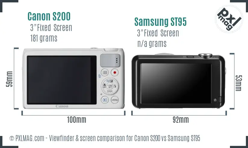 Canon S200 vs Samsung ST95 Screen and Viewfinder comparison Canon S200 vs Samsung ST95 Screen and Viewfinder comparison