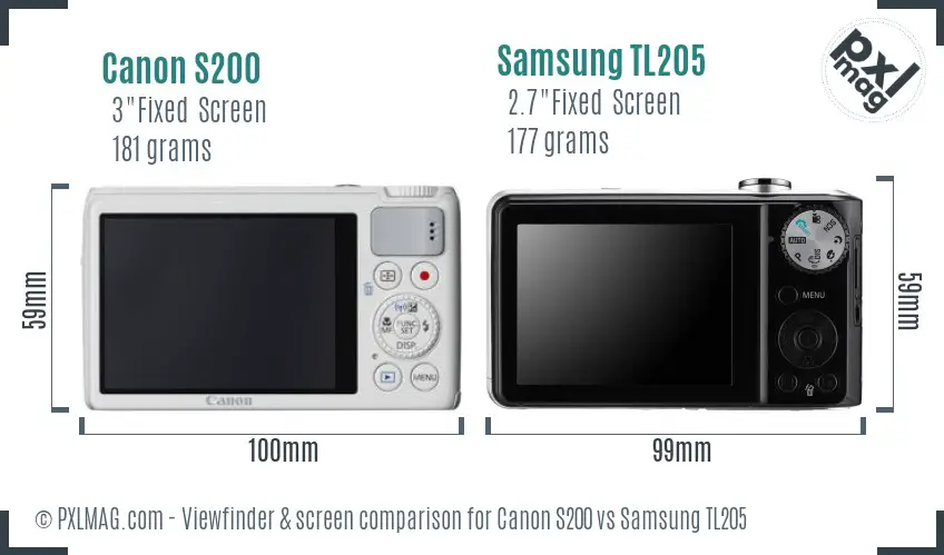 Canon S200 vs Samsung TL205 Screen and Viewfinder comparison